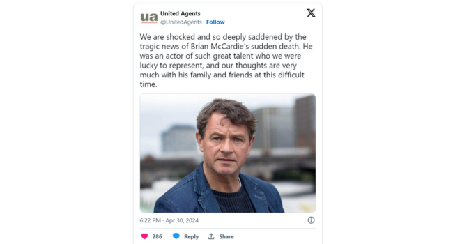 Brian McCardie Death